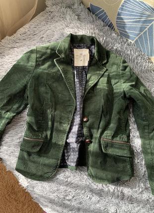 Зеленый вельветовый пиджак h&amp;m