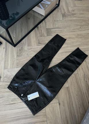 Стильные брюки из латекси/ кожаные черные штаны5 фото