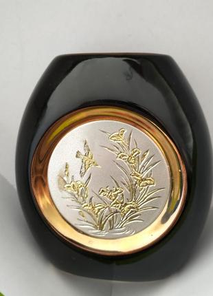 Шикарная японская вазочка с гальваническим золотом и серебром chokin1 фото