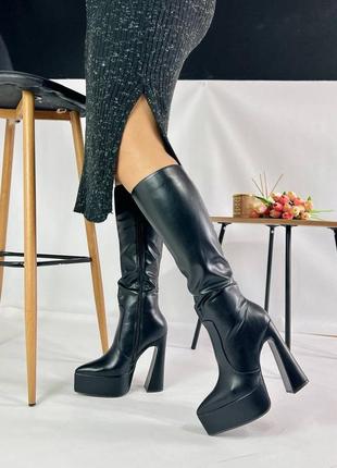 Женская обувь, сапоги на высоком каблуке демисезон1 фото