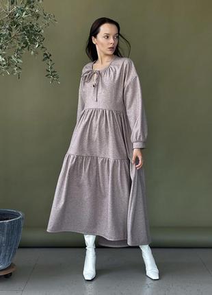 Длинное теплое асимметричное платье в стиле бохо2 фото