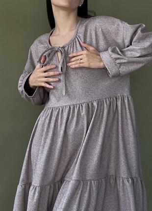 Длинное теплое асимметричное платье в стиле бохо3 фото
