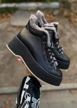 Натуральные ботинки - chloya, черные, натуральная кожа, зима1 фото