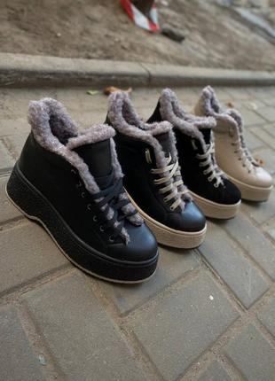 Натуральные ботинки - chloya, черные, натуральная кожа, зима9 фото