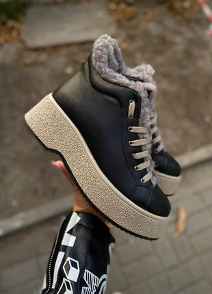 Натуральные ботинки - chloya, черный/беж,, натуральная кожа, зима