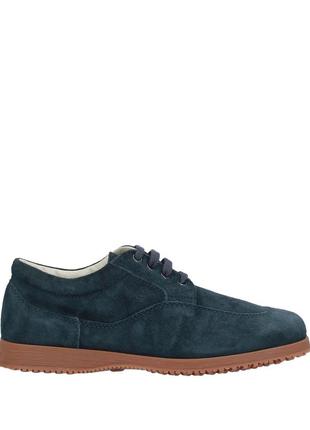 Шикарные кожаные ботинки hogan blue suede traditional low top lace up shoes9 фото