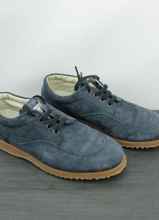 Шикарні шкіряні черевики hogan blue suede traditional low top lace up shoes