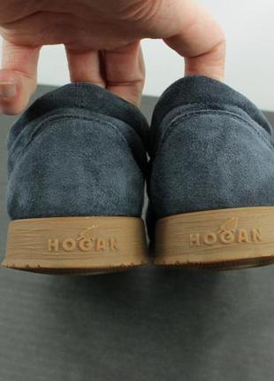 Шикарные кожаные ботинки hogan blue suede traditional low top lace up shoes4 фото