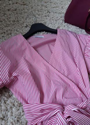 Мега стильная блуза в полоску/на запах/ объёмный рукав,  louis and mia,  p. 36-389 фото