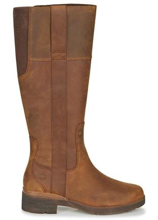 Шикарные кожаные сапоги timeberland graceyn waterproof leather side zip tall boot brown a2fxb2 фото