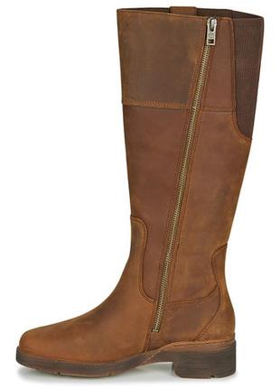 Шикарные кожаные сапоги timeberland graceyn waterproof leather side zip tall boot brown a2fxb3 фото