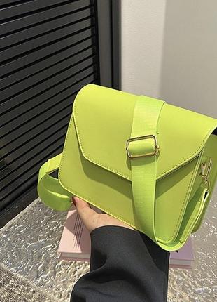 Женская сумка кросс-боди на широком ремешке 5809 зеленая2 фото