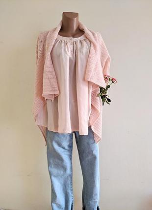 Кофточка накидка розовая вязаная