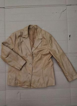 Xl бежевая женская кожаная куртка c&a canda пиджак жакет шкіряний2 фото