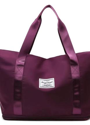 Дорожная сумка для путешествий для ручной клади бордовый цвет 42*28см (+12см)*22см1 фото