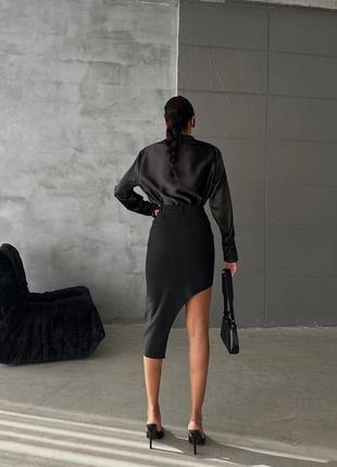 Асимметричная юбка миди тренд деловая деми базовая 2 цвета4 фото