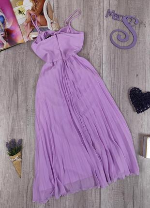 Сиреневое платье миди с плиссировкой и поясом asos design размер 10 (xs-s)6 фото