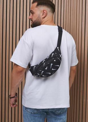 Бананка nike черная, белые лого