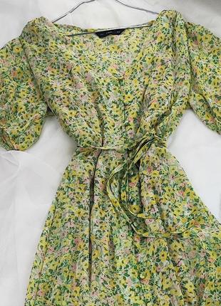 Шифонова сукня на ґудзиках в зелено-жовтих тонах f&amp;f2 фото