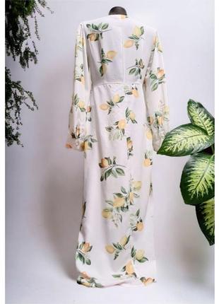 Довге плаття на ґудзиках у принт лимонки in the style4 фото