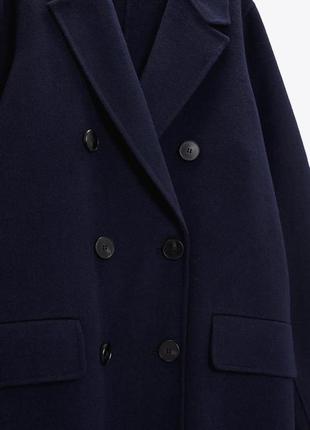 Двубортное пальто из смесовой шерсти zara7 фото