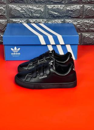Adidas подростковые на липучках черные размеры 36-415 фото
