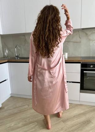 Домашний комплект шелковый тройка пижама и халат к68716 фото