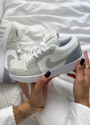Кроссовки nike jordan 1 low grey/blue