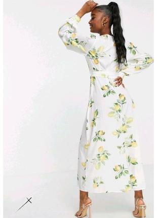 Довге плаття на ґудзиках у принт лимонки in the style2 фото