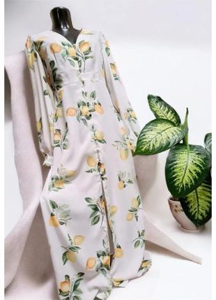 Довге плаття на ґудзиках у принт лимонки in the style5 фото