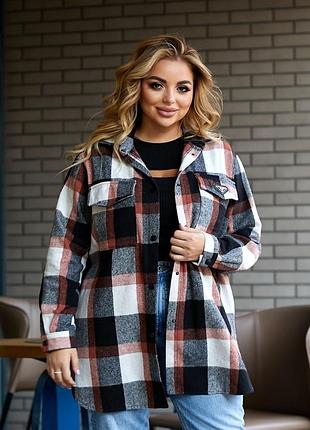 Тепла сорочка оверсайз батал шерсть