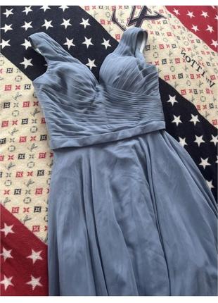 Плаття небесне пишне довге максі вечірня сукня