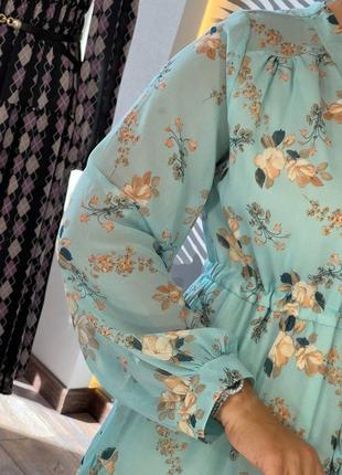 Платье шифон миди   цветочный принт на осень2 фото