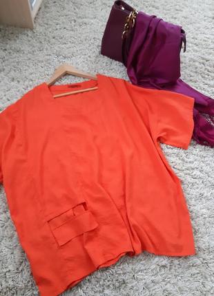 Яркая стильная блуза оверсайз/бохо с карманом,niederberger,  p. 48-543 фото