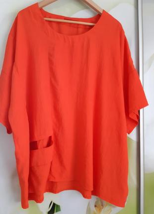 Яркая стильная блуза оверсайз/бохо с карманом,niederberger,  p. 48-546 фото