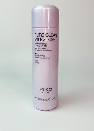 Молочко-тонік 2 в 1 kiko milano pure clean milk & tone. молочко для обличчя кіко мілано. тонік для обличчя. демакіяж