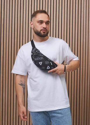 Бананка reebok черная, белые лого