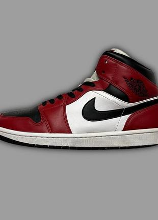 Кроссовки air jordan 1 retro mid high chicago toe оригинал