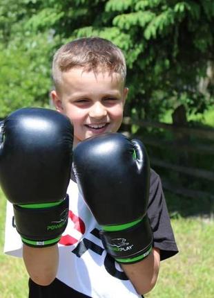 Черно-зеленые боксерские перчатки powerplay 8 унций9 фото