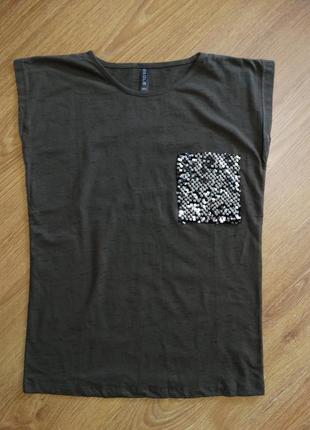 Оливковая (хаки) футболка с асимметричным карманом тм spora размер м4 фото