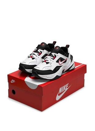 Женские кроссовки nike m2k tekno fleece white black red#найк