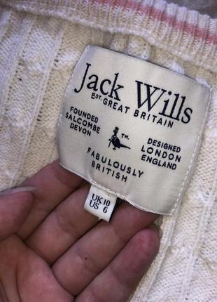 Шерстяной молочный свитер в косы джемпер кофта реглан шерсть jack wills7 фото