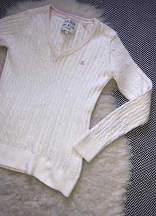 Шерстяной молочный свитер в косы джемпер кофта реглан шерсть jack wills8 фото