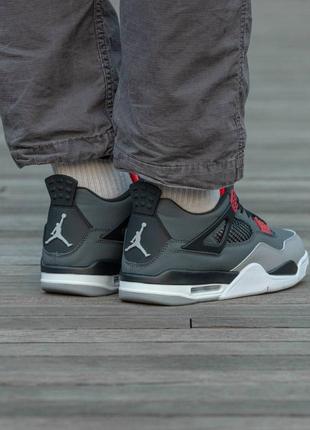 Мужские кроссовки nike air jordan retro 4 black\grey\red #найк5 фото