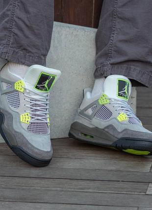 Мужские кроссовки nike air jordan retro 4 grey\green #найк