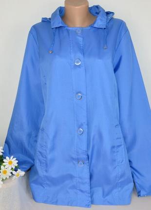 Брендовая голубая легкая куртка ветровка с капюшоном и карманами anne de lancay этикетка2 фото