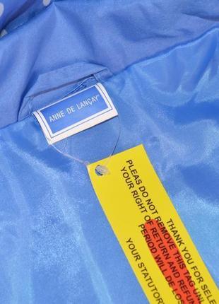 Брендовая голубая легкая куртка ветровка с капюшоном и карманами anne de lancay этикетка6 фото