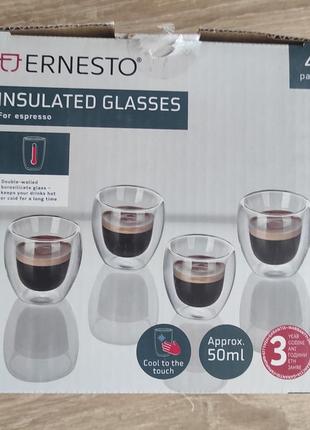 Набор чашек (стаканы) для эспрессо ernesto с двойными стенками 4 шт.1 фото