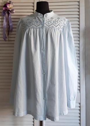 Лёгкая, натуральная блуза, рубашка с вышивкой ришелье большого размера