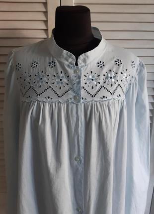Лёгкая, натуральная блуза, рубашка с вышивкой ришелье большого размера2 фото